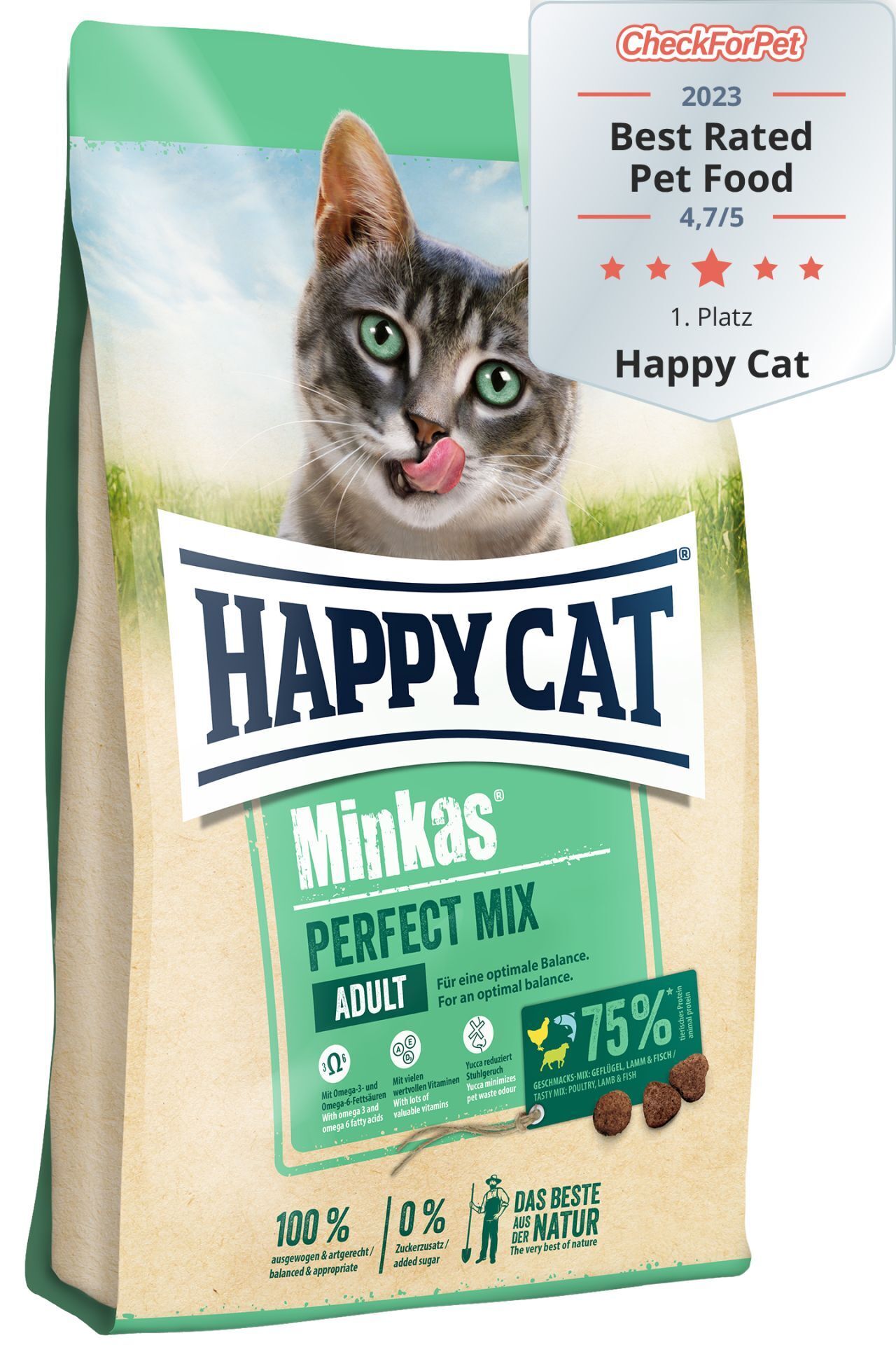 غذای خشک گربه مینکاس پرفکت میکس هپی کت (وزن 1KG-فله-زیپ کیپ)    MINKAS PERFECT MIX_HAPPYCAT