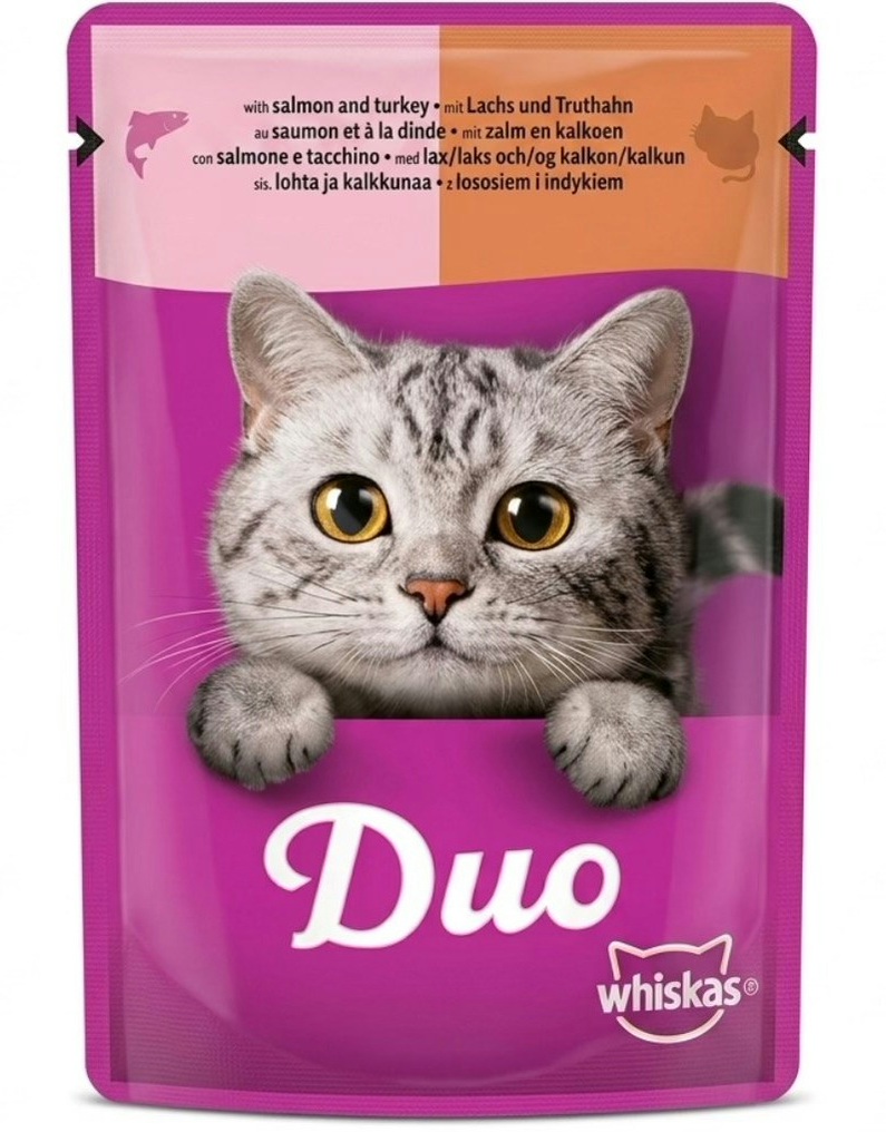 پوچ گربه ویسکاس ماهی سالمون و بوقلمون (وزن 85G)    SURF & TURF_DUO_SALMON & TURKEY
