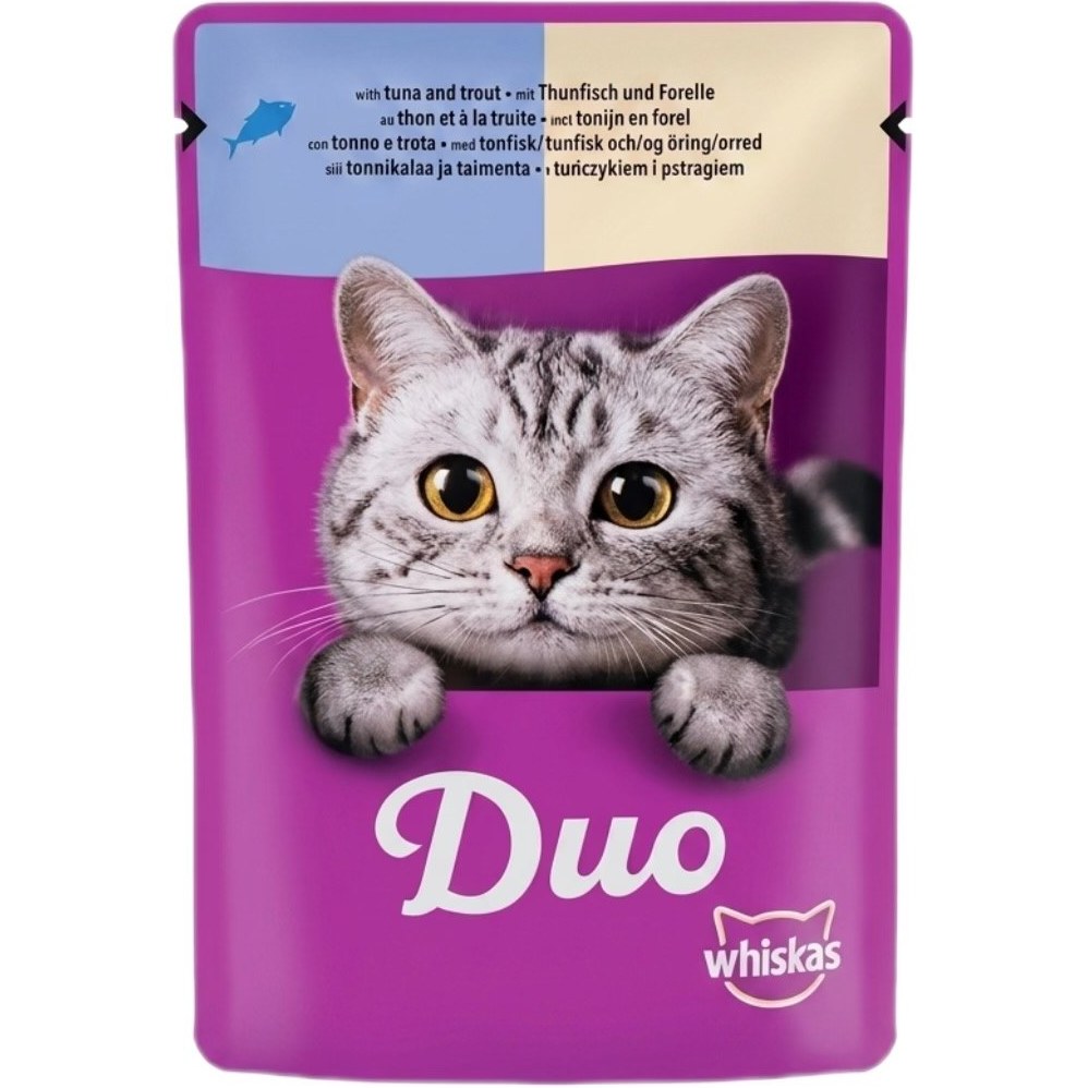 پوچ گربه ویسکاس ماهی تن و قزل آلا (وزن 85G)    SURF & TURF_DUO_TUNA & TROUT